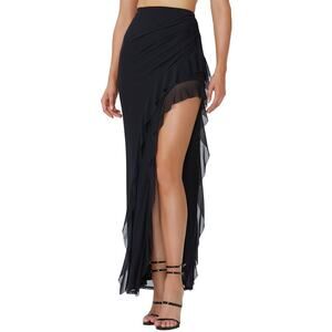 AFRM Sal Asymmetrical Maxi Skirt - L Black